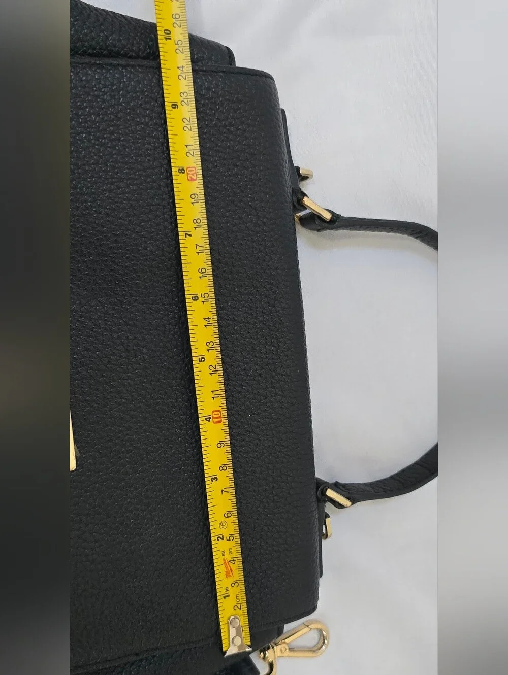 Michael Kors Callie Black Pebbled Leather Flap Top Handle Crossbody Satchel Bag